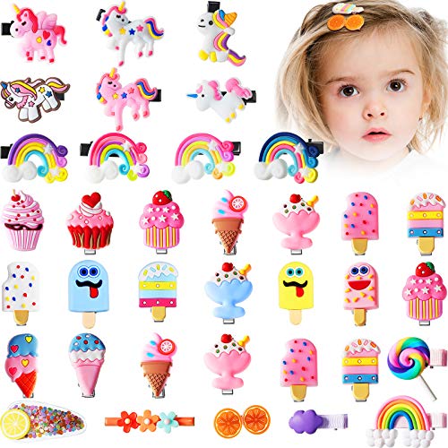 36 Stück Süße Haarspangen für Mädchen Süßigkeit Regenbogen Haarnadeln Eiscreme Einhorn Süße Haarspangen Clips Spaß Dessert Muster Haarschmuck Karikatur Blume Obst Haar Klammern von Chuangdi