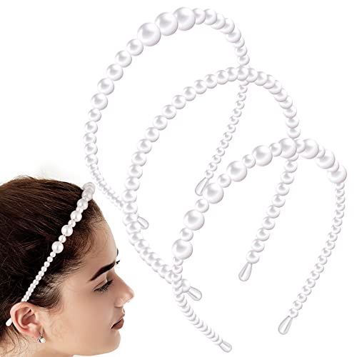 3er Pack Haarreifen mit Perlen Damen Perlen Stirnbänder Weiß Stirnband Braut Haarschmuck für Frauen Solid Perlen Kopfschmuck Haarbänder für Mädchen Hochzeit Geburtstag Valentinstag, 3 Stile von Chuangdi