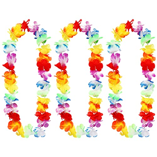 Chuangdi 3 Stück Hawaii Kette Blumenkette Halskette Aloha Kette Tropische Luau Blumen Hawaii Party Mallorca Poolparty Deko für Kinder Erwachsene Strand Geburtstag JGA Kostüm Accessoires von Chuangdi