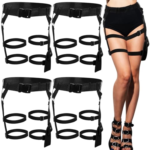 Chuarry 4 Stück Halloween Oberschenkel Holster Kostüm Damen Multi Riemen Strumpfband Tasche Utility Gürtel Verstellbares Bein Strumpfband Halloween Frauen Kostüm für Maskerade Cosplay Party Zubehör, von Chuarry