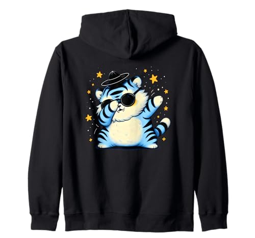 Chubby Blue Tiger Cat Dabbing Tanzmütze für Kinder, passend Kapuzenjacke von Chubby Blue Tiger Cat Dabbing Gat Kids Matching