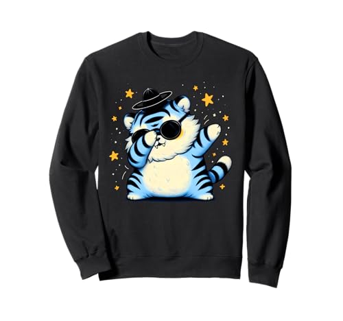Chubby Blue Tiger Cat Dabbing Tanzmütze für Kinder, passend Sweatshirt von Chubby Blue Tiger Cat Dabbing Gat Kids Matching