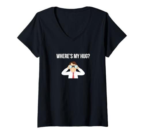 Damen Wo ist My Hug? T-Shirt mit V-Ausschnitt von Chubby Guys Cuddle Better
