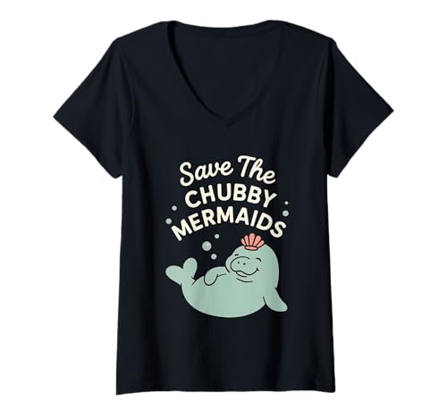 Damen Seekuh Enthusiast Seekuh Liebhaber Salat Liebe Erhaltung T-Shirt mit V-Ausschnitt Damen Seekuh Enthusiast Seekuh Liebhaber Salat Liebe Erhaltung T-Shirt mit V-Ausschnitt von Chubby Mermaid Club Ocean Wildlife Introvert Humor
