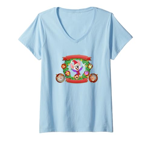 Damen Chuck E. Cheese Christmas Chuck E. & Friends Vintage Wreath T-Shirt mit V-Ausschnitt von Chuck E. Cheese