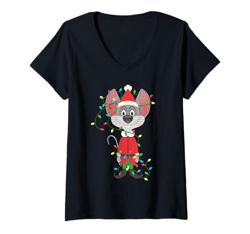 Damen Chuck E. Cheese Christmas Light Decorations Tangle T-Shirt mit V-Ausschnitt Damen Chuck E. Cheese Christmas Light Decorations Tangle T-Shirt mit V-Ausschnitt von Chuck E. Cheese