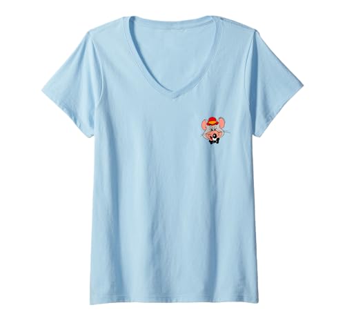 Damen Chuck E. Cheese Retro Chuck E. Left Pocket Logo T-Shirt mit V-Ausschnitt Damen Chuck E. Cheese Retro Chuck E. Left Pocket Logo T-Shirt mit V-Ausschnitt von Chuck E. Cheese
