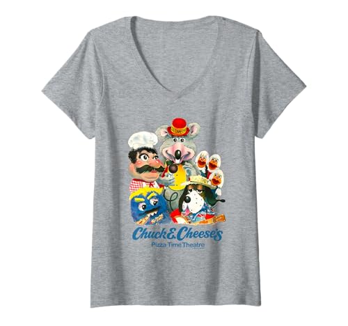 Damen Chuck E. Cheese's Pizza Time Theater Retro Group Painting T-Shirt mit V-Ausschnitt Damen Chuck E. Cheese's Pizza Time Theater Retro Group Painting T-Shirt mit V-Ausschnitt von Chuck E. Cheese