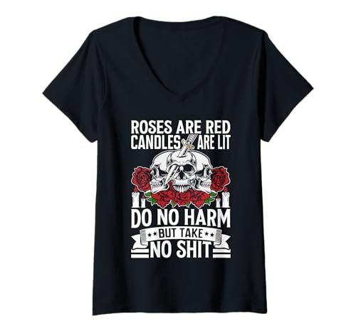 Damen Roses Are Red Candles Are Lit Do No Harm Sarkastic T-Shirt mit V-Ausschnitt Damen Roses Are Red Candles Are Lit Do No Harm Sarkastic T-Shirt mit V-Ausschnitt von ChuckleThread