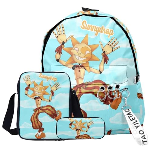 Chukamalilayi FNAF Rucksack-Set, 3-teilig, Schülerbedarfsset, Sicherheitsverletzung, 3D-Druck, Schultasche, einzelne Umhängetasche, Federmäppchen für Jungen, Mädchen, Schüler, Typ13, Backpack von Chukamalilayi