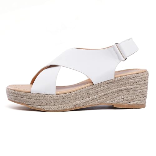 Chukamalilayi Sandalen für Damen, Damen, Kreuzriemen, Espadrilles Sommer, lässig, Riemchensandalen, Damen, Reisen, Strandsandalen, weiß, 39 eu Chukamalilayi Sandalen für Damen, Damen, Kreuzriemen, Espadrilles Sommer, lässig, Riemchensandalen, Damen, Reisen, Strandsandalen, weiß, 39 eu von Chukamalilayi