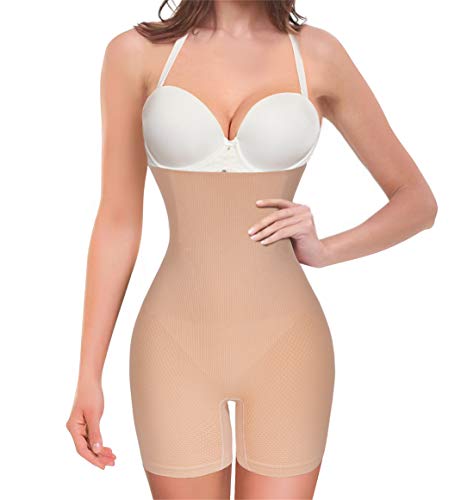 CHUMIAN Figurformende Unterwäsche für Damen, hohe Taille, Shapewear, Seamless Body Shaper, Beige M/L von CHUMIAN