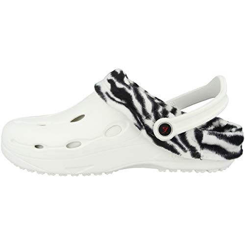 chung shi Unisex Dux Winter Clogs, Weiss/Zebra, 43 EU (XL) von Chung Shi