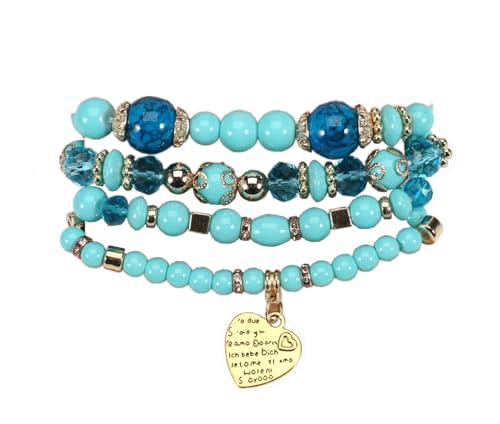 ChungLong0593 Bohemia Herz Münze mehrschichtige Perlen Stretch Armbänder Set bunte Kristallglasperlen Sommer elastische Armbänder für Frauen Strand Urlaub, M, Zink, Kein Edelstein ChungLong0593 Bohemia Herz Münze mehrschichtige Perlen Stretch Armbänder Set bunte Kristallglasperlen Sommer elastische Armbänder für Frauen Strand Urlaub, M, Zink, Kein Edelstein von ChungLong0593