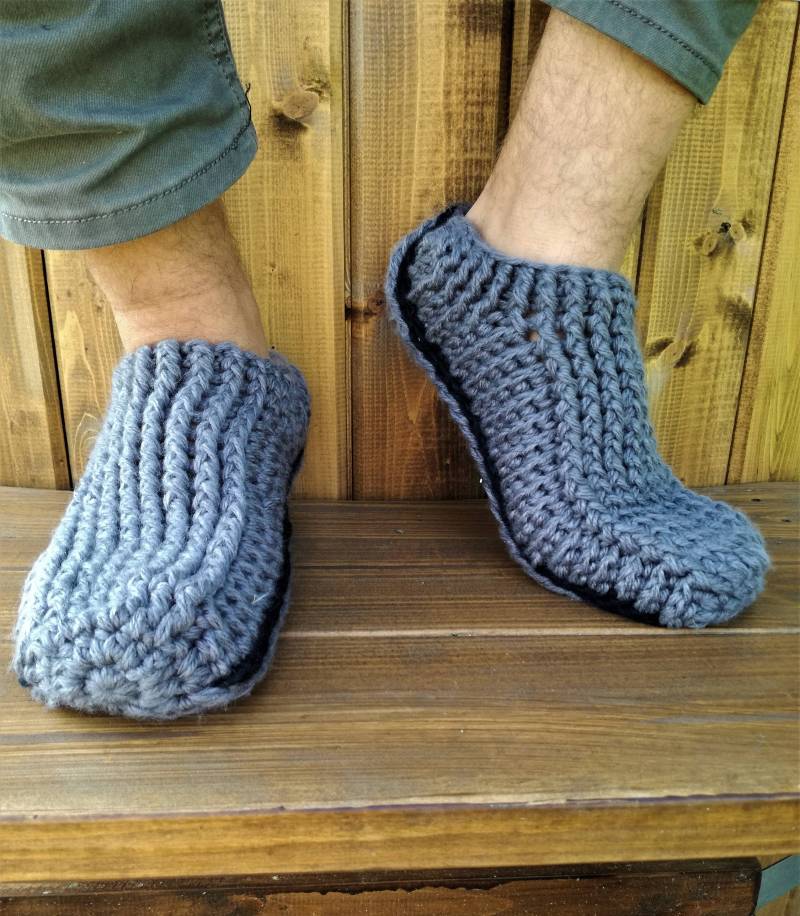 Gehäkelte Hausschuhe Für Männer Mit Doppelter Rutschsohle/Herren Hausschuhe/Gehäkelte Herren Handgefertigt/Hausschuhe/Häkelschuhe Aus Wolle von ChunkyKnitworks