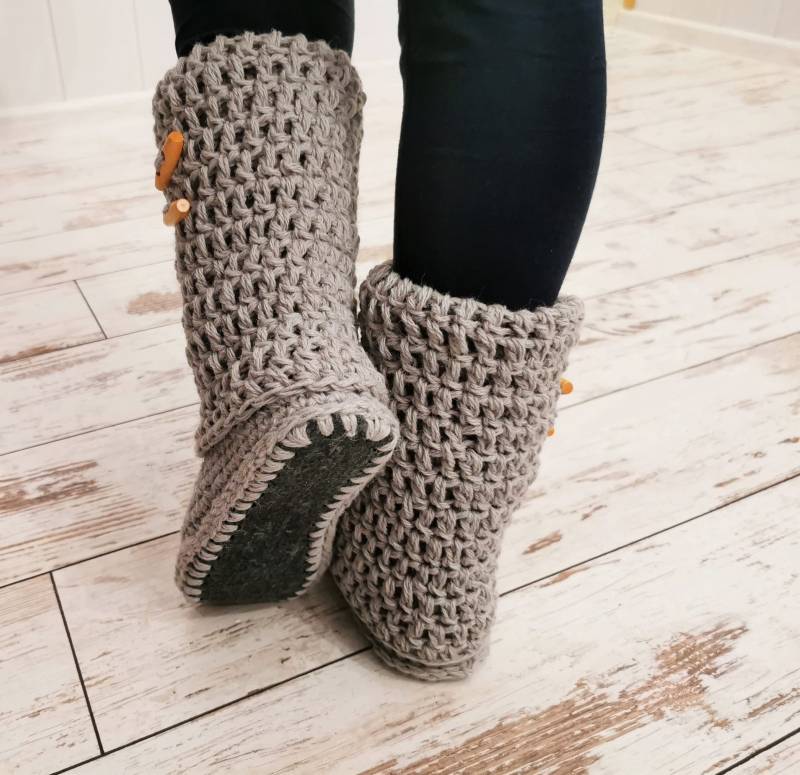 Häkeln Hausschuhe/Geschenk Für Sie Womens Häkeln Stiefel Handgemacht Wolle Gestrickt von ChunkyKnitworks