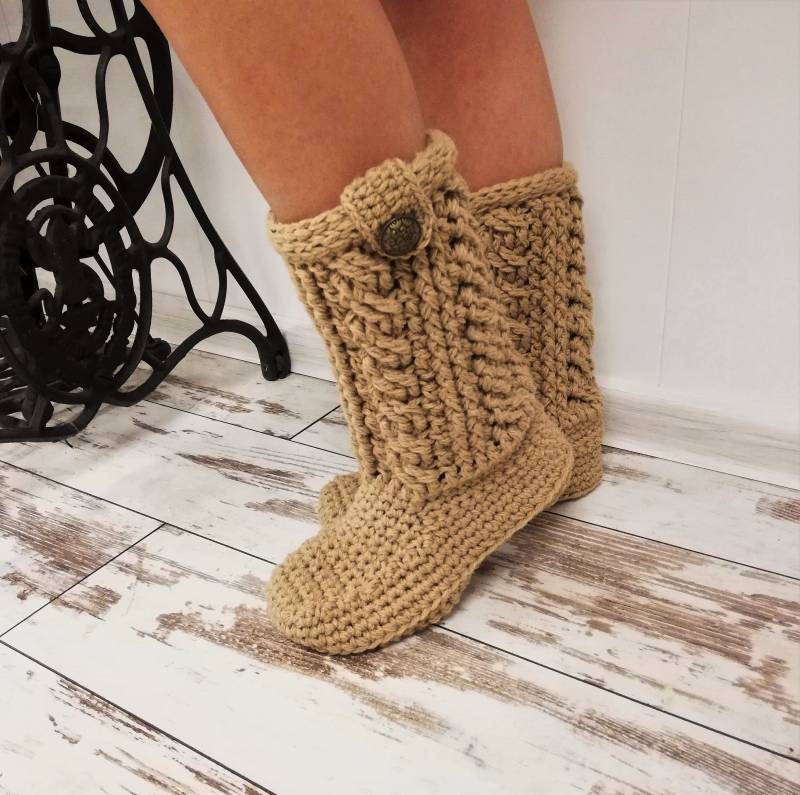 Häkeln Hausschuhe/Geschenk Für Sie Womens Häkeln Stiefel Handgemacht Wolle Gestrickt von ChunkyKnitworks