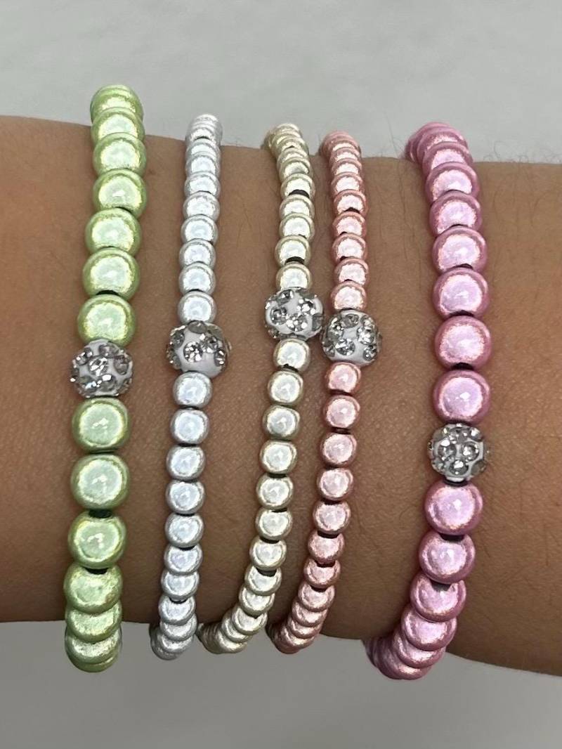 Personalisiertes Armband 1St. 4-6mm Miracle Beads Pearl Magic 3D Acryl Y2K Kinderarmband Handgefertigt Strassperlen von Chunkypearls