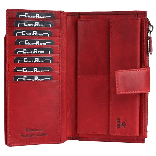 Chunkyrayan Damen Portemonnaie Echtleder XXL RFID Schutz inklusive Leder Schlüsselanhänger P GB-25-Red Chunkyrayan Damen Portemonnaie Echtleder XXL RFID Schutz inklusive Leder Schlüsselanhänger P GB-25-Red von Chunkyrayan