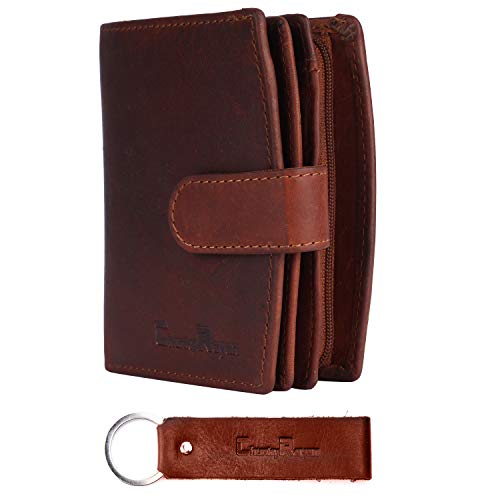 Chunkyrayan Echtleder Damen Geldbörse Hochwertig Vintage RFID Schutz inklusive Leder Schlüsselanhänger GB-17 Dark Brown von Chunkyrayan