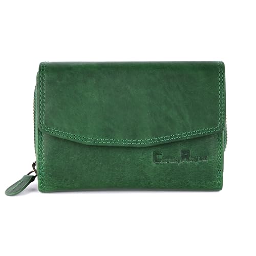 Chunkyrayan Echtleder Damen Geldbörse Hochwertig Vintage RFID Schutz inklusive Leder Schlüsselanhänger P GB-6 Green Madrid von Chunkyrayan