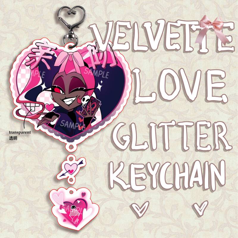 Velvette Love Keychain Acrylic Glitter Epoxy | Hazbin Hotel Fanmade Charms von Chuvuyaa