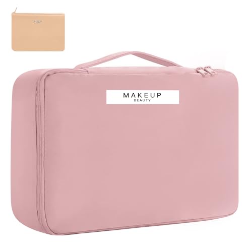 Chyaya Make-up-Tasche, wasserdicht, für Damen/Mädchen, Kosmetiktasche, tragbare Kulturbeutel für Reisen, Pink, Pinke Make-up-Tasche von Chyaya