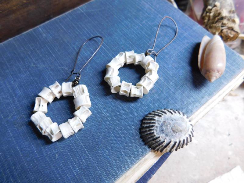 Das Riff. Echte Sandhai Wirbel-Ohrringe. #festlicheetsyfundstücke von Chymiera