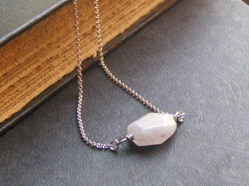 Die Ruhe Vor Dem Sturm. Rosenquarz Und Sterling Silber Einfach Zierliche Halskette #festiveetsyfinds von Chymiera