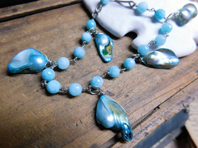 Sirenengesang. Türkis Jade & Süßwasser Barockperle Perlen Armband Mit Musik Symbol #festiveetsyfinds von Chymiera