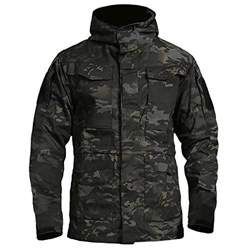 Chyoieya Militärische taktische Jacken für Herren, wasserdicht, Windbreaker-Jacke, männlicher Kapuzenmantel, Outdoor, Angeln, Trekking, Wandern, Black CP, L von Chyoieya