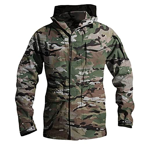 Chyoieya Militärische taktische Jacken für Herren, wasserdicht, Windbreaker-Jacke, männlicher Kapuzenmantel, Outdoor, Angeln, Trekking, Wandern, CP, M von Chyoieya