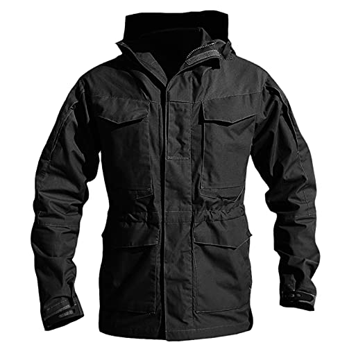 Chyoieya Militärische taktische Jacken für Herren, wasserdicht, Windbreaker-Jacke, männlicher Kapuzenmantel, Outdoor, Angeln, Trekking, Wandern, Schwarz , L von Chyoieya