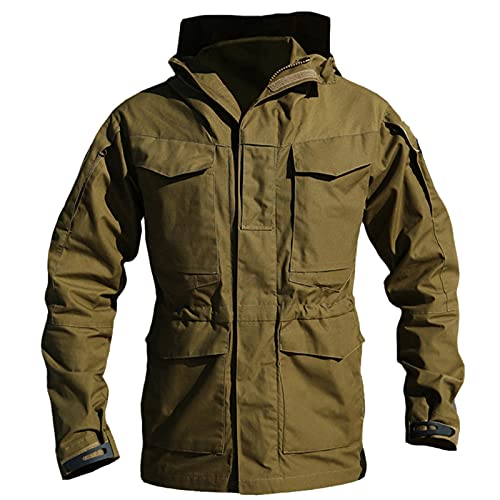 Chyoieya Militärische taktische Jacken für Herren, wasserdicht, Windbreaker-Jacke, männlicher Kapuzenmantel, Outdoor, Angeln, Trekking, Wandern, braun, XL von Chyoieya