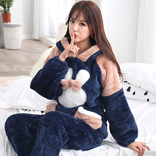 Damen Pyjama Winter，Mädchen Schlafanzug Winter Mädchen Pyjamas Sets Mode Tier Kaninchen Pyjamas Pijama Anzug Nachthemd Nachthemd Home Kleidung 2 Stück, X, Groß von Chyuan