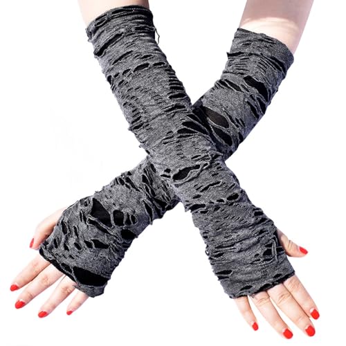 Chyuxinda Fingerlose Handschuhe Lang Punk Gotik Spinnennetz Spitzenhandschuhe Kostüm Punkhandschuhe für Halloween Karneval Fasching Party Cosplay Outfit von Chyuxinda