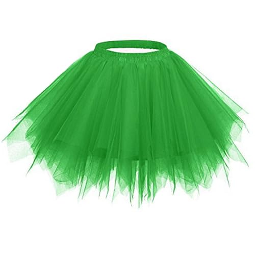Tütü Rock Kurz Ballett Tüllrock Unterrock Petticoat für Damen Karneval Party Kostüm Halloween (DE/NL/SE/PL, Alphanumerisch, XS, Regular, Regular, grün) von Chyuxinda