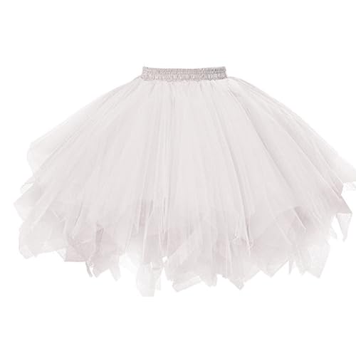 Tütü Rock Kurz Ballett Tüllrock Unterrock Petticoat für Damen Karneval Party Kostüm Halloween (DE/NL/SE/PL, Alphanumerisch, XS, Regular, Regular, weiß) von Chyuxinda