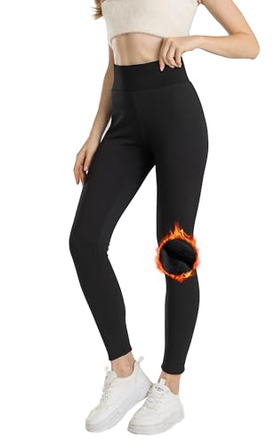 Ci & Ci Thermo Leggings Damen mit Fleece Gefütterte Blickdicht Schwarz Hohe Taille Winter Yoga Sport Leggings Winter Thermohose Damen von Ci & Ci