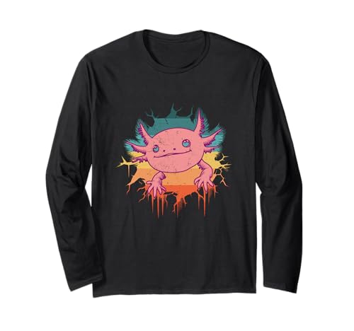 Niedlicher Axolotl Jungen Mädchen Kinder Vintage Retro 1970er 1980er Stil Langarmshirt von CiLo CoLi