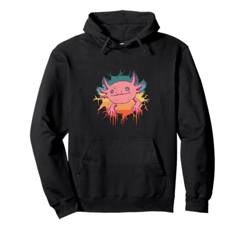 Niedlicher Axolotl Jungen Mädchen Kinder Vintage Retro 1970er 1980er Stil Pullover Hoodie von CiLo CoLi