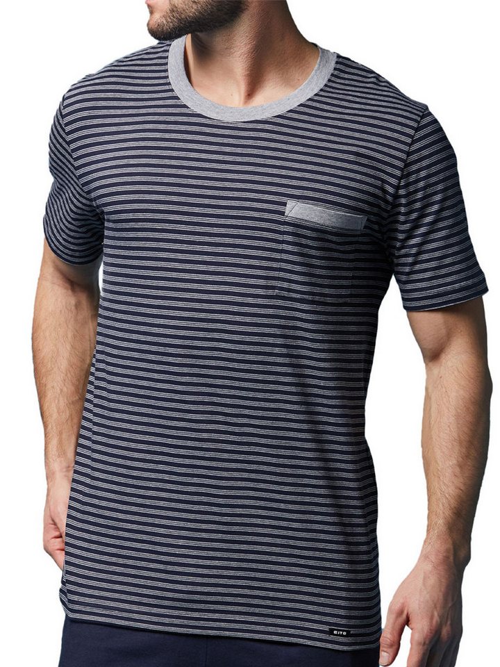 CiTO T-Shirt Herren Pyjama Oberteil kurz pure cotton (Stück, 1-tlg) - von CiTO