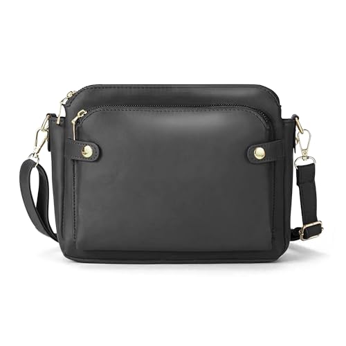Damen PU Leder Dreischichtige Crossbody Umhängetasche Stilvoll Langlebig Mehrfach Handtasche für Alltag, Schwarz Damen PU Leder Dreischichtige Crossbody Umhängetasche Stilvoll Langlebig Mehrfach Handtasche für Alltag, Schwarz von Ciana