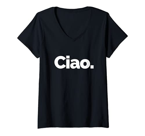 Damen That Says Ciao T-Shirt mit V-Ausschnitt von Ciao on a Design