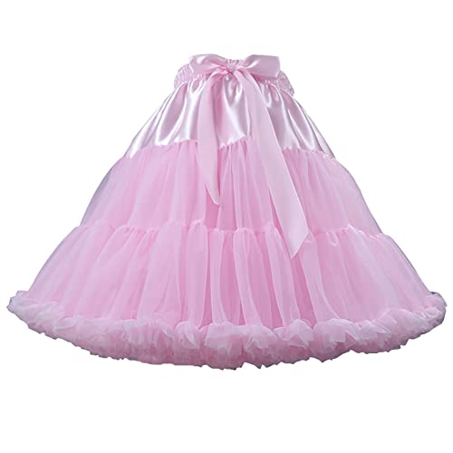 Cicano Damen Chiffon Petticoat Puffy Tutu Tüll Rock Half Slips Flauschiges Ballettkleid, rose, Einheitsgröße von Cicano