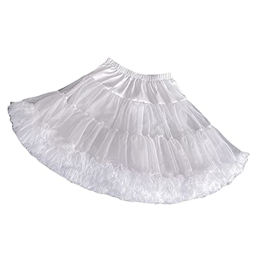 Cicano Damen Pluffy Tutu Rock Mehrlagig Plissee Tüll Petticoat Ballett Tanz Pettiskirts Unterrock, 35 cm, Weiß, One size von Cicano