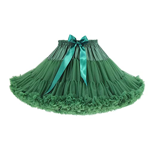 Cicano Damen Tutu Rock Elastische Taille Tüll Flauschiger Rock Flauschiger Petticoat für Prinzessin Ballett Tanz Unterrock, Atrovirens, Einheitsgröße von Cicano