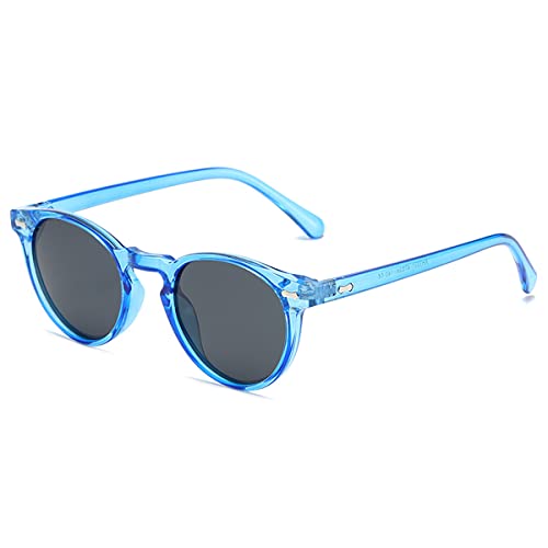 Cicano Polarisierte Retro-Sonnenbrille, UV-Schutz, runde Sport-Sonnenbrille für Männer und Frauen, Outdoor-Fahren, blau von Cicano