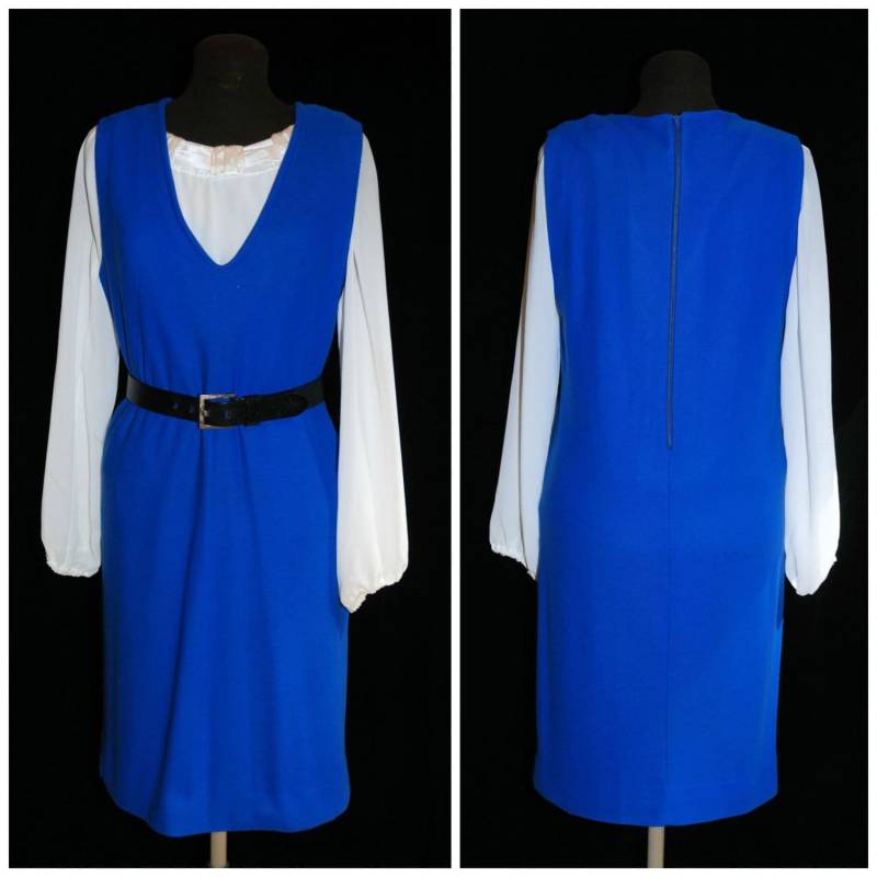 Vintage 1960Er Blaues Pulloverkleid/Größe Medium Superweiches Polyester Tiefer "V" Ausschnitt Vintage 1960Er Blaues Pulloverkleid/Größe Medium Superweiches Polyester Tiefer "V" Ausschnitt von CicelysCloset