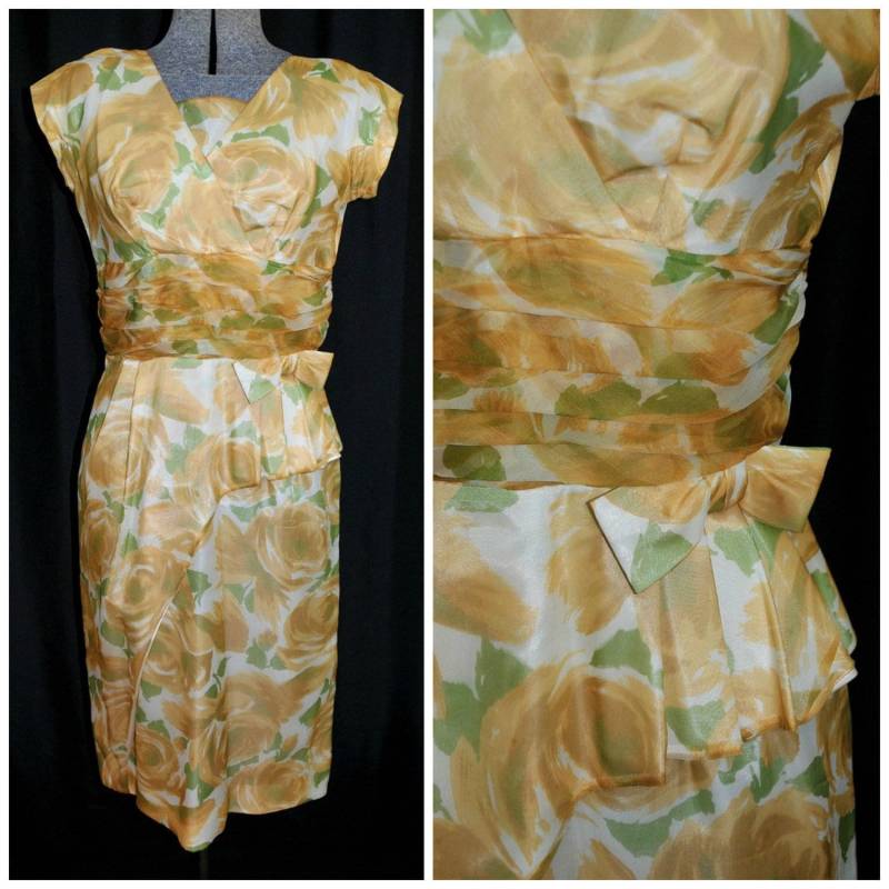 Vintage 50Er 60Er Blumenscheidenkleid/Aquarell Chiffon Größe Xs-Sm Peblum Style, Metallreißverschluss Ilgwu Label Vintage 50Er 60Er Blumenscheidenkleid/Aquarell Chiffon Größe Xs-Sm Peblum Style, Metallreißverschluss Ilgwu Label von CicelysCloset